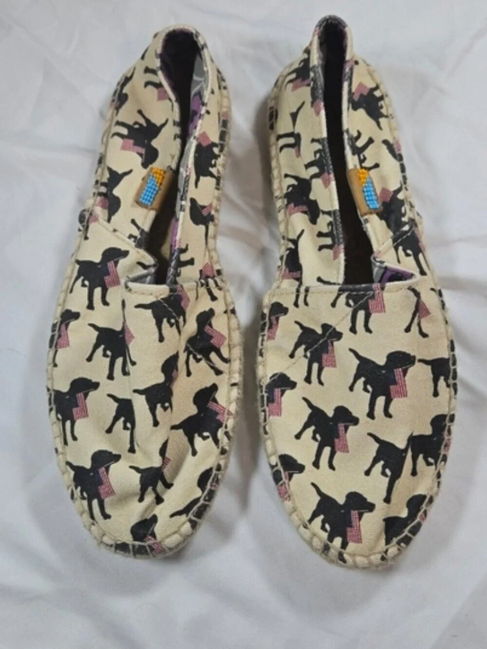 Ubuntu Espadrilles Dog Print, Slip On, Handmade, Size 9 Labrador